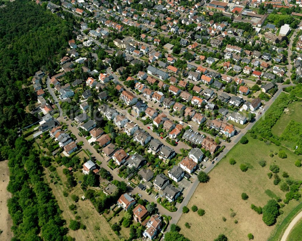Aerial image Budenheim - View of residential houses in Budenheim in the state Rhineland-Palatinate