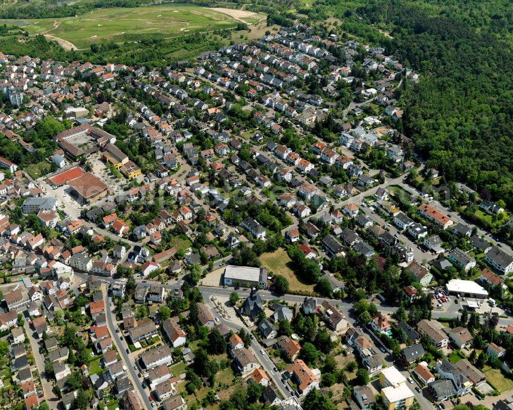 Aerial photograph Budenheim - View of residential houses in Budenheim in the state Rhineland-Palatinate