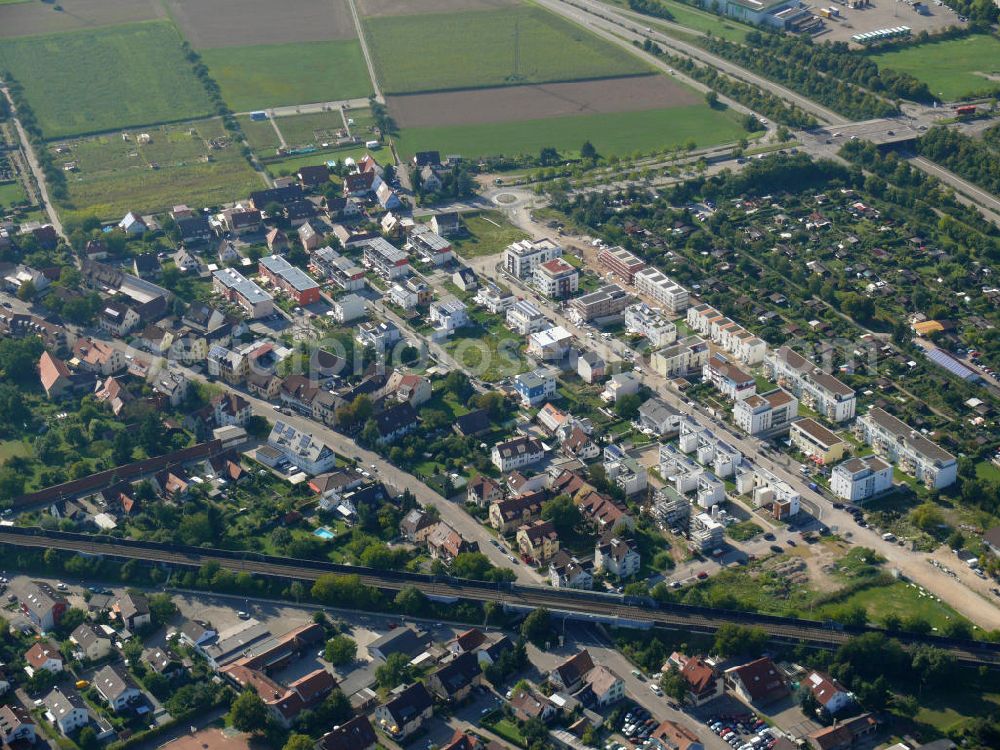 Aerial photograph Freiburg im Breisgau - Mehrfamilienhäuser im Stadtteil St. Georgen in Freiburg, Baden-Württemberg. Blocks of flats in the district St. Georgen in Freiburg, Baden-Wuerttemberg.