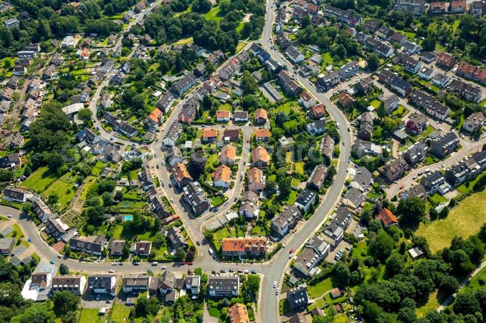 Aerial image Essen - Houses - island settlement of a residential estate between the road Katte Dahl and Oberhausen street in Essen in North Rhine-Westphalia