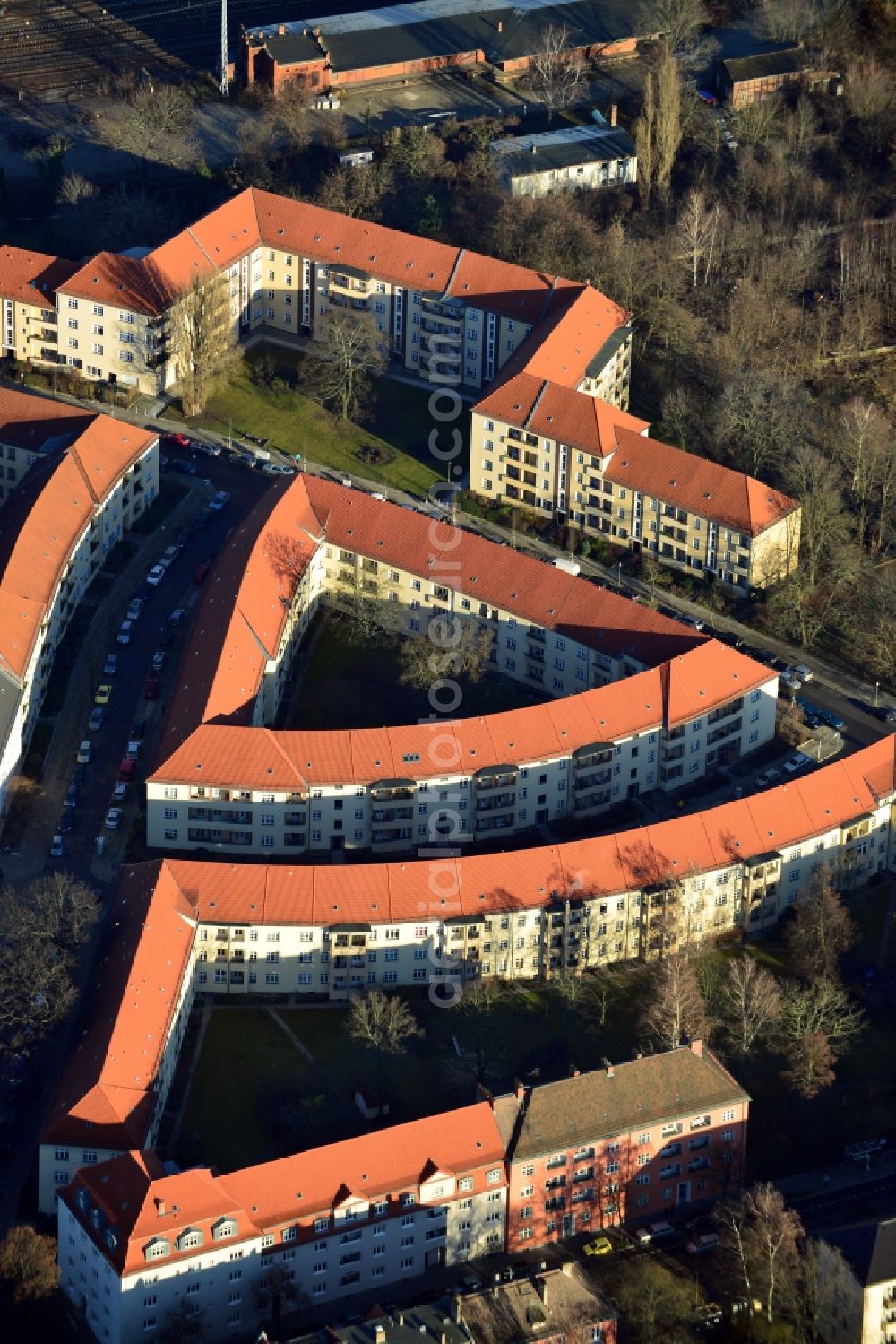 Aerial image Berlin OT Köpenick - View of rediential buildings in the district of Koepenick in Berlin