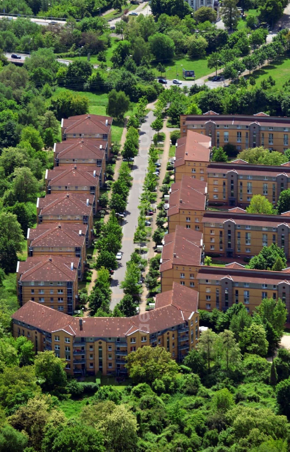 Aerial photograph Magdeburg OT Werder - View of a housing complex in the district of Werder in Magdeburg in the state of Saxony-Anhalt