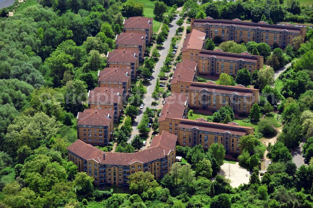 Magdeburg OT Werder from above - View of a housing complex in the district of Werder in Magdeburg in the state of Saxony-Anhalt