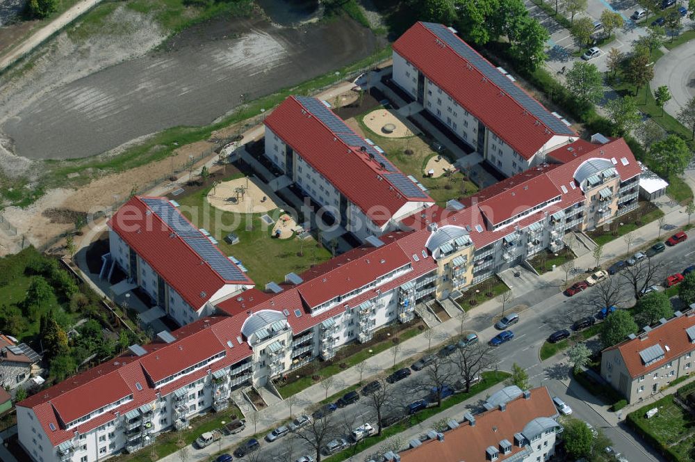 Aerial image MÜNCHEN - 06.05.2008 München (Bayern) Blick auf Wohnneubau am Areal der Sankt-Michael-Straße / Kampenwandstrasse in Riem durch die Baugesellschaft Gebr. Rank GmbH & Co. München, Emil-Geis-Str. 1, Tel. 089/72442-0 , Herr Eder gebr.rank@rank-bau.de