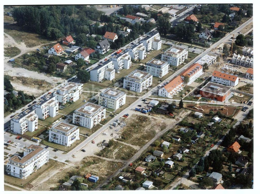 Aerial photograph Berlin - Buchholz - Wohnneubau im Bereich der Schützenstraße und des Jean-Calas-Weges in Französisch - Buchholz in Berlin - Pankow. (Projekt der IKV mbH Wiesbaden).