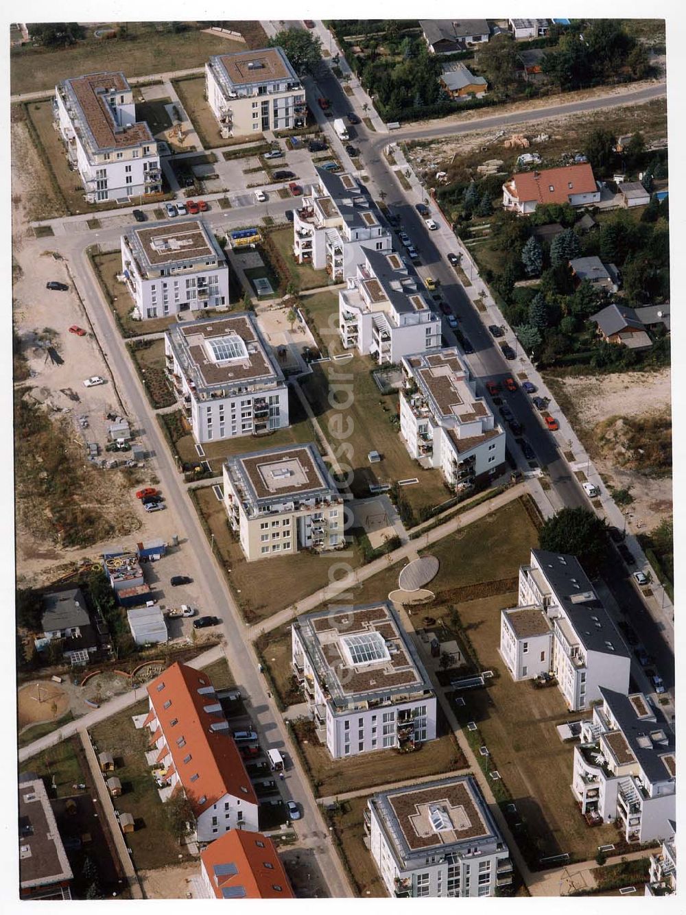 Aerial image Berlin - Buchholz - Wohnneubau im Bereich der Schützenstraße und des Jean-Calas-Weges in Französisch - Buchholz in Berlin - Pankow. (Projekt der IKV mbH Wiesbaden).