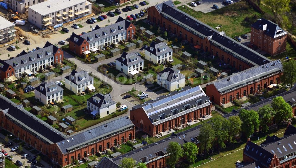 Aerial photograph Potsdam - Residential new construction apartment buildings Barracks Poplar Avenue in Jägervorstadt in Potsdam in Brandenburg