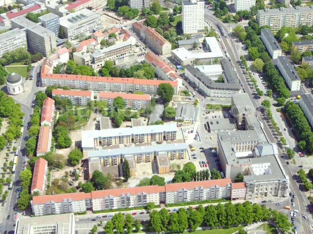 Aerial photograph Potsdam / BRB - Blick auf den Wohnneubaukomplex der Potsdamer Wohnungsbaugenossenschaft e.G. Kuckucksruf 6, 14478 Potsdam T: (0331) 88 83 20, F: (0331) 888 32 17 info@pbg-potsdam.de,