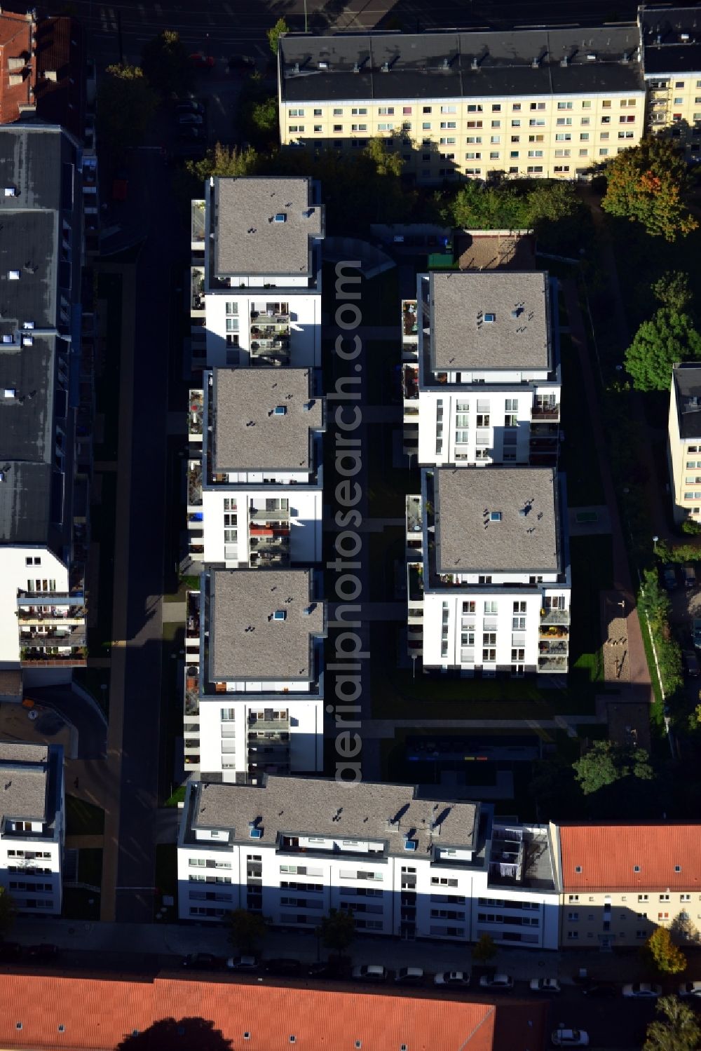 Aerial photograph Berlin Lichtenberg - Residential development - development with multi-family homes on the street moellensdorf in Berlin Lichtenberg