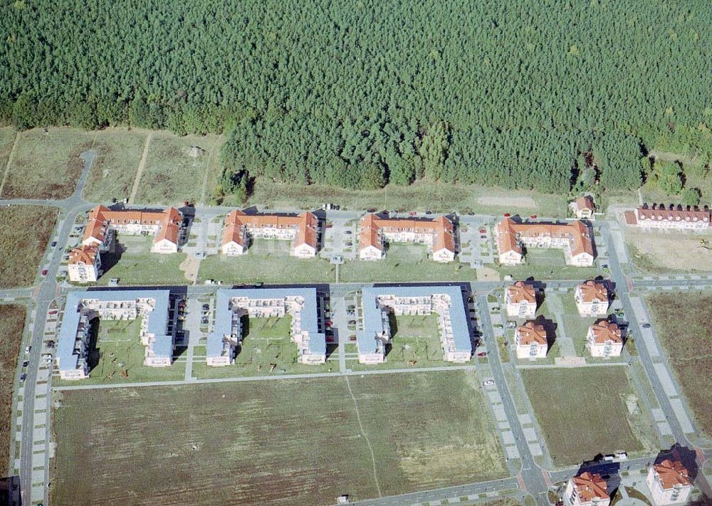 Aerial image Michendorf / BRB - Wohnneubaugebiet an der Bahnstraße in Michendorf / Potsdam - Mittelmark / BRB.