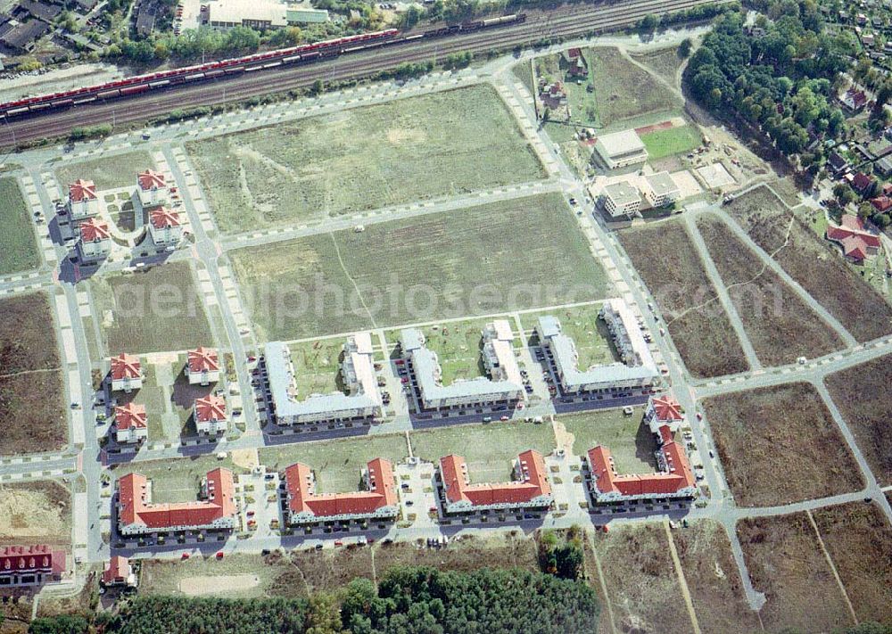 Aerial photograph Michendorf / BRB - Wohnneubaugebiet an der Bahnstraße in Michendorf / Potsdam - Mittelmark / BRB.