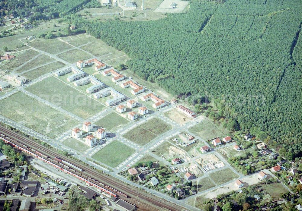 Aerial photograph Michendorf / BRB - Wohnneubaugebiet an der Bahnstraße in Michendorf / Potsdam - Mittelmark / BRB.