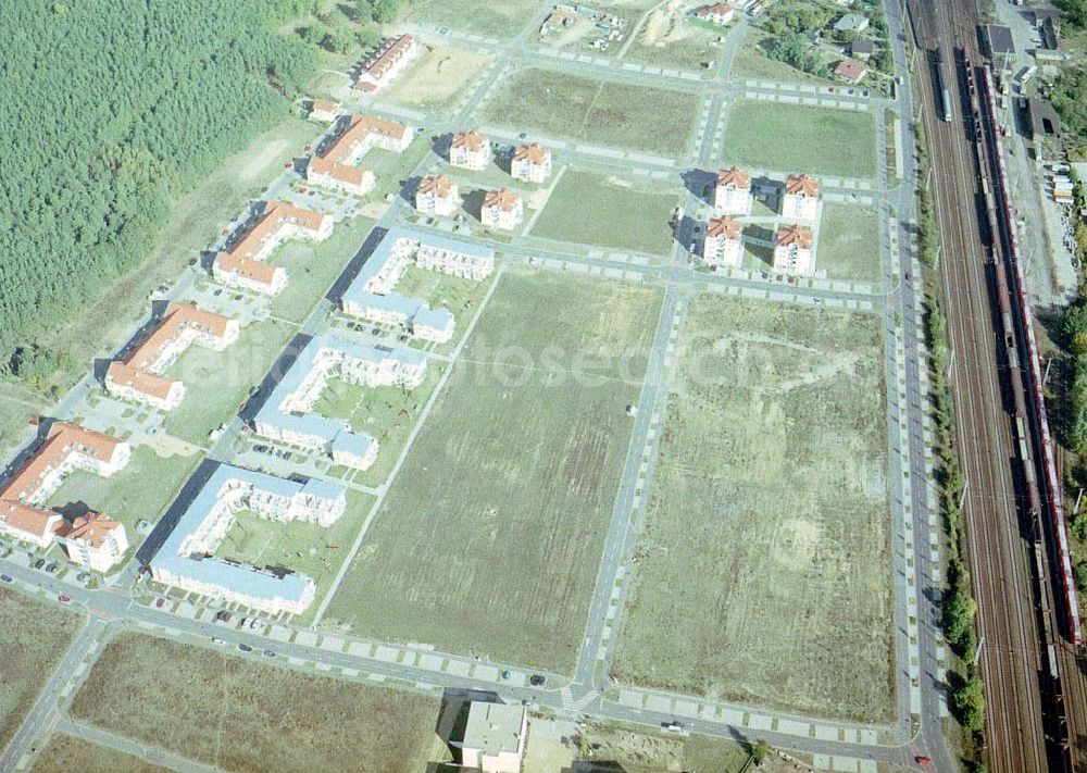 Michendorf / BRB from the bird's eye view: Wohnneubaugebiet an der Bahnstraße in Michendorf / Potsdam - Mittelmark / BRB.