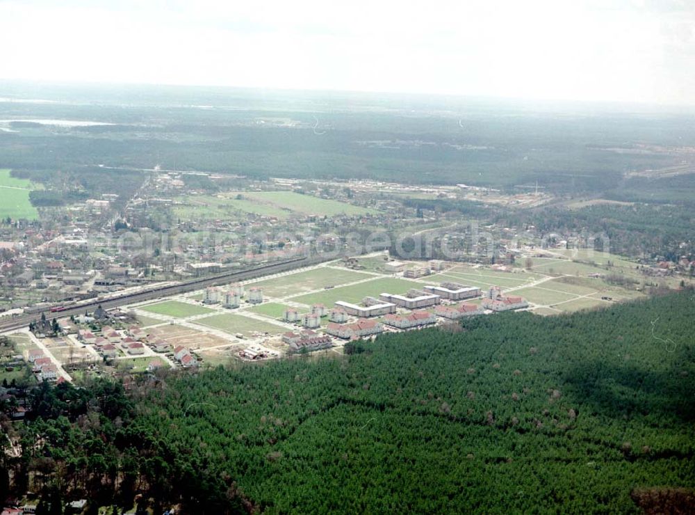 Michendorf from above - Wohnneubaugebiet an der Bahnstraße in Michendorf / Potsdam - Mittelmark / BRB.