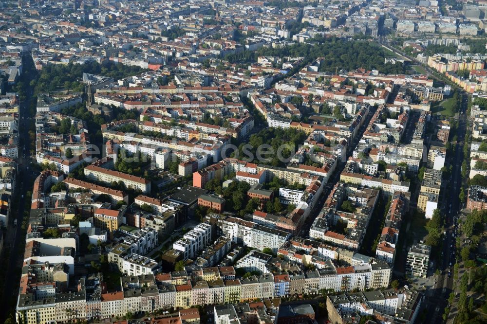 Berlin from above - View of the residential development area Marthashof at the Berlin - district Prenzlauer Berg