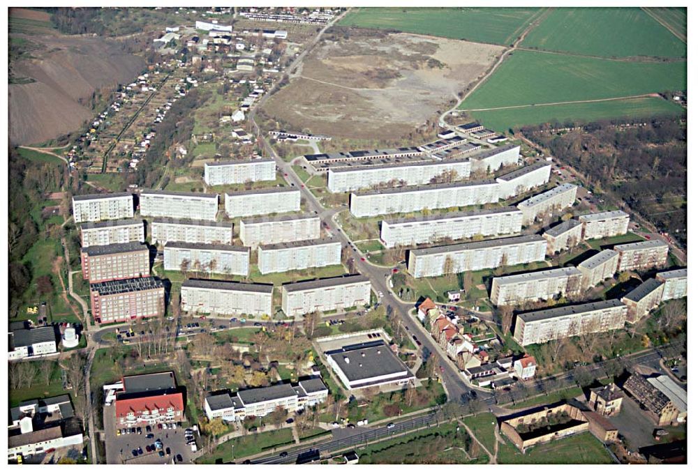 Eisleben / SA from above - Wohnneubaugebiet im Nordwesten der Lutherstadt Eisleben in Sachsen-Anhalt.