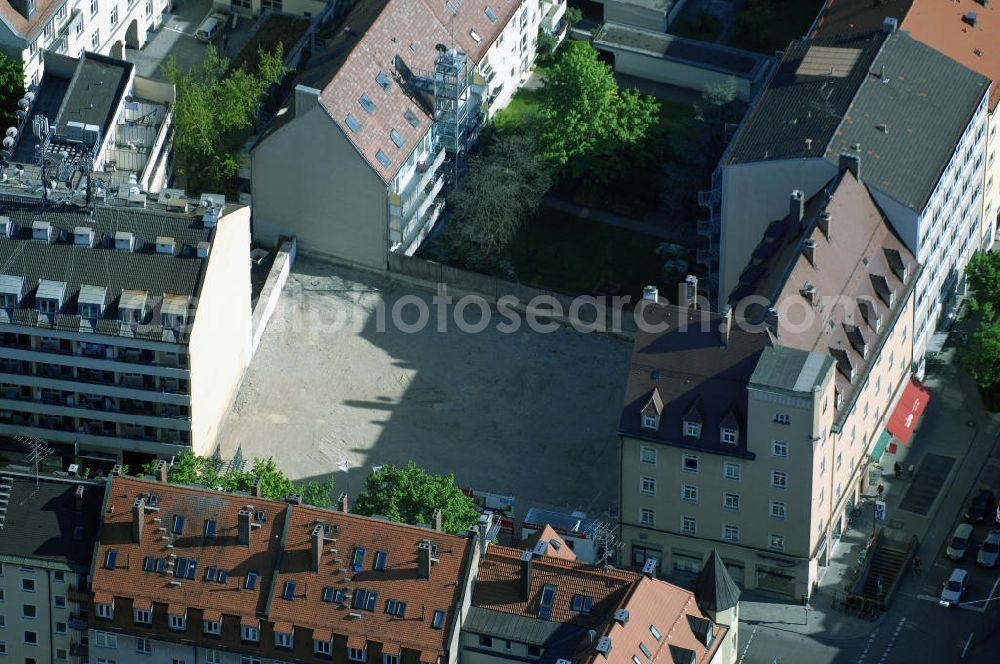 Aerial photograph München - Baustelle des Wohnneubaugebietes an der Implerstrasse / Thalkirchnerstrasse in München - Sendling. Ein Projekt der Concept Bau - Premier GmbH.