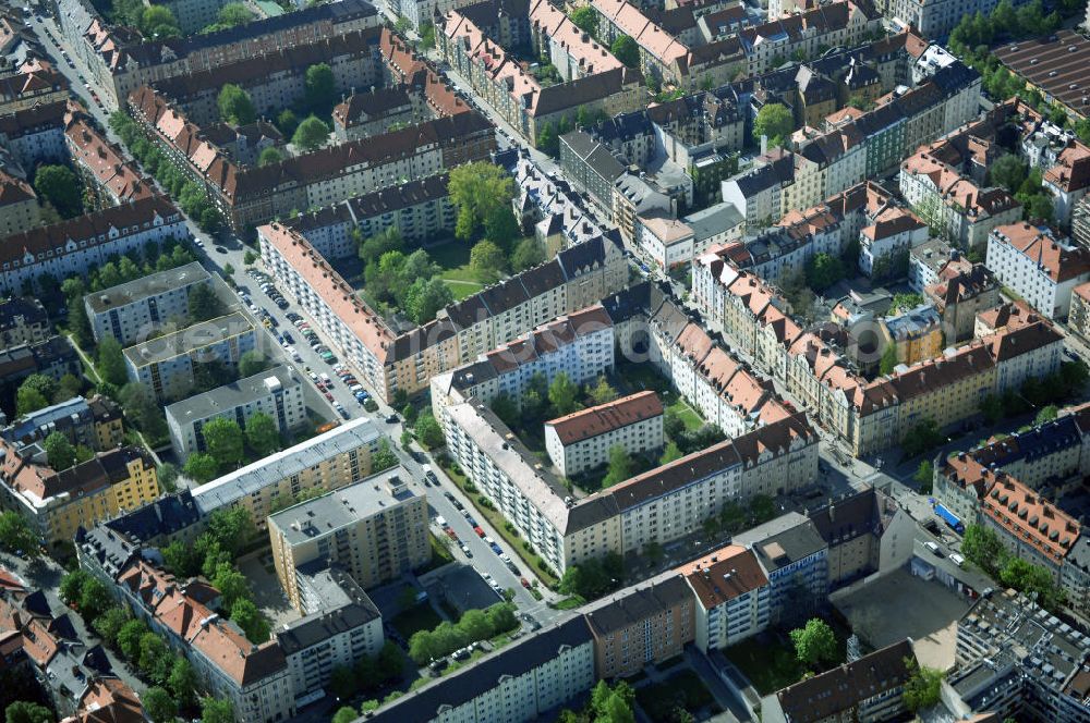 Aerial photograph München - Baustelle des Wohnneubaugebietes an der Implerstrasse / Thalkirchnerstrasse in München - Sendling. Ein Projekt der Concept Bau - Premier GmbH.