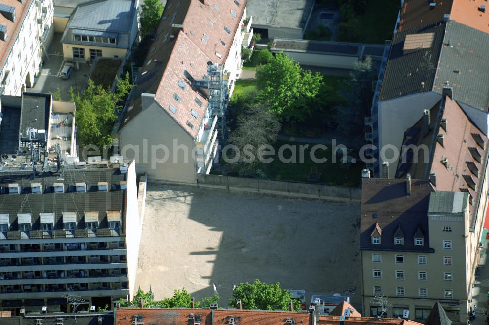 Aerial photograph München - Baustelle des Wohnneubaugebietes an der Implerstrasse / Thalkirchnerstrasse in München - Sendling. Ein Projekt der Concept Bau - Premier GmbH.