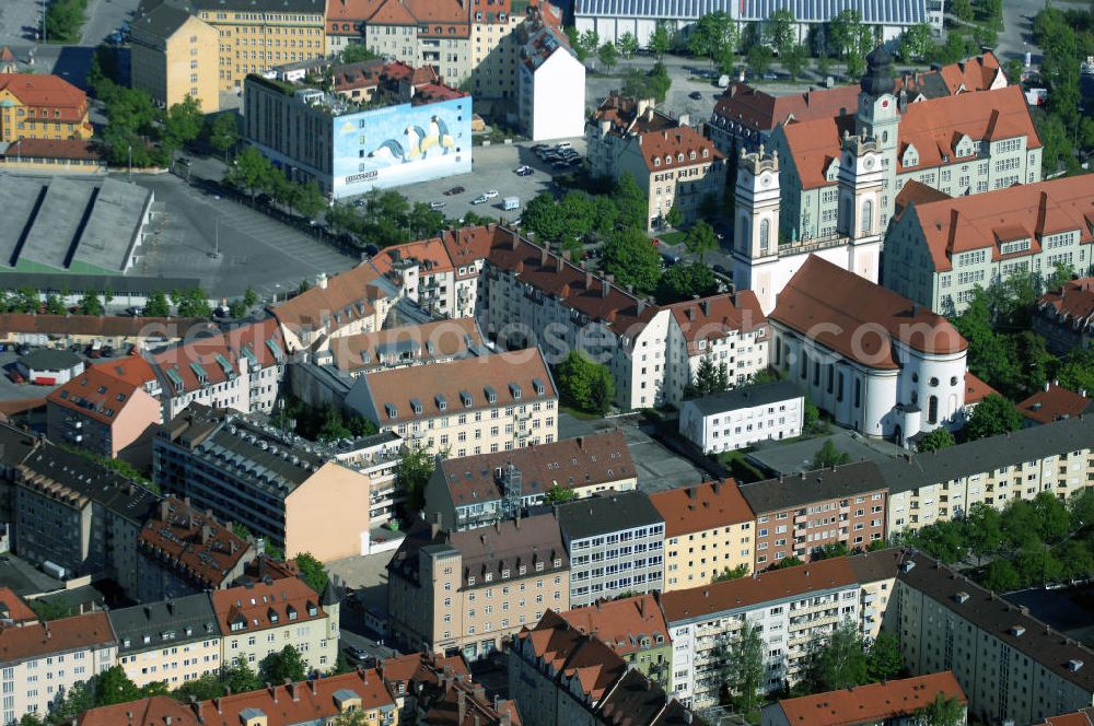 Aerial photograph München - Baustelle des Wohnneubaugebietes an der Implerstrasse / Thalkirchnerstrasse in München - Sendling. Ein Projekt der Concept Bau - Premier GmbH.