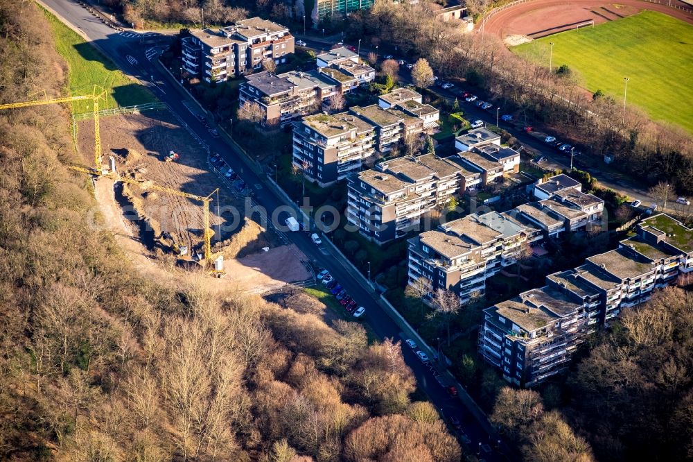 Hattingen from above - Residential area of the multi-family house settlement - Wohnpark Hoelter Busch in Hattingen in the state North Rhine-Westphalia, Germany