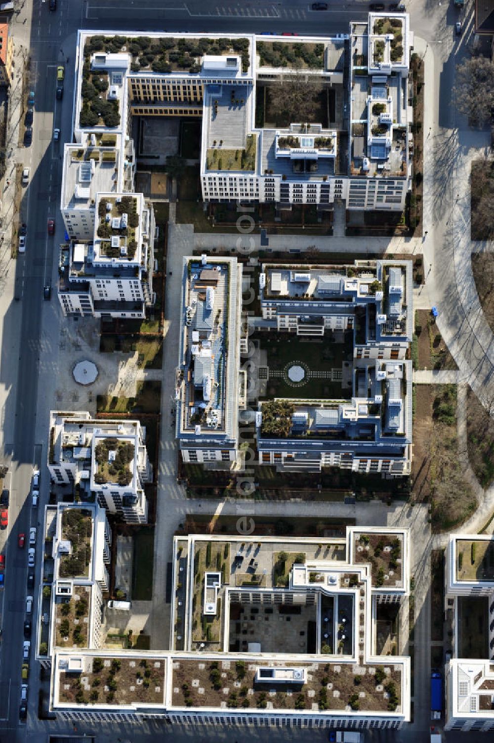 München from above - New construction of the residential area Lenbachgärten in Munich by Frankonia Eurobau AG