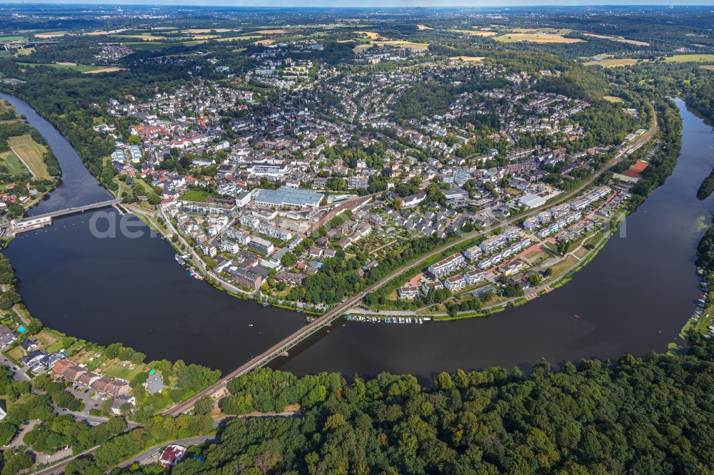 Aerial photograph Essen - Residential area Wohnen am Ruhrbogen on the riverbank of the Ruhr in Kettwig in the state of North Rhine-Westphalia