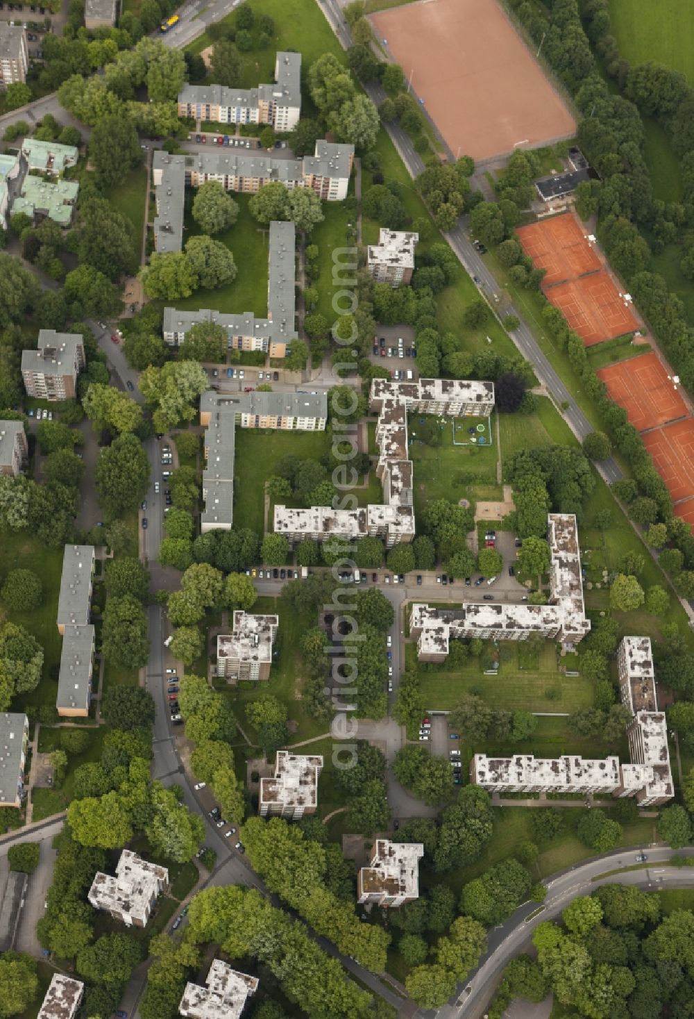 Essen from above - View onto the housing development Bergmannsfeld in the district Freisenbruch of Essen in the state North Rhine-Westphalia