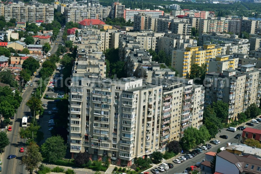 Aerial photograph Bukarest - View the housing estate with prefab apartment buildings on the Strada Grigore Ionescu corner Maica Domnului in the capital, Bucharest, Romania