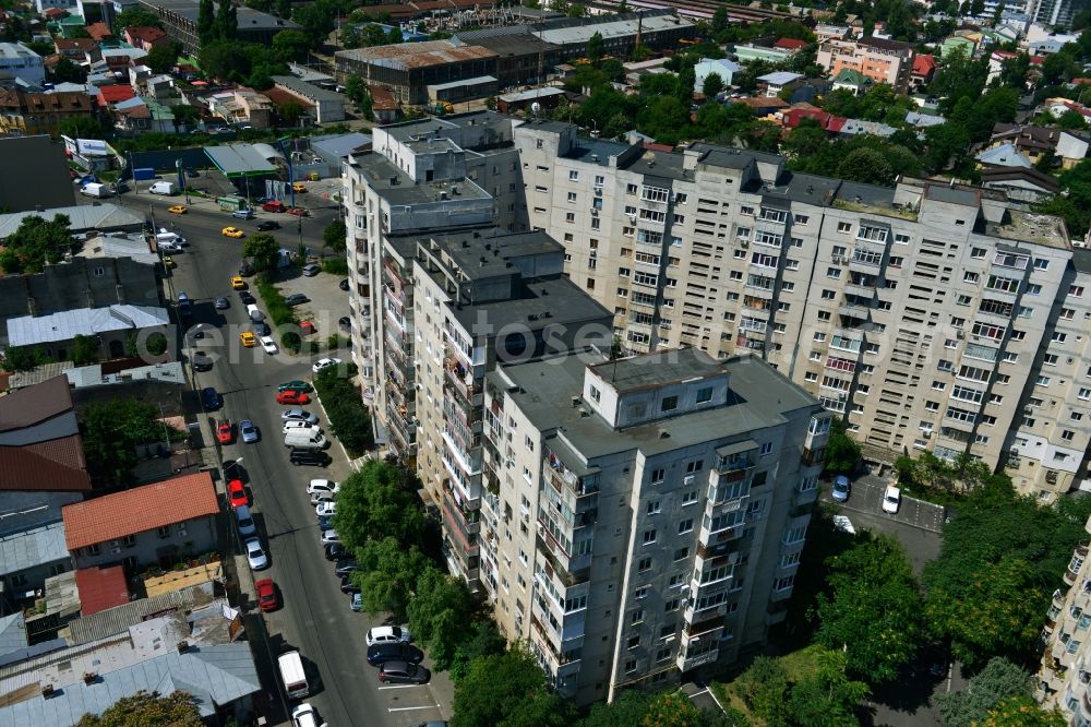 Bukarest from above - View the housing estate with prefab apartment buildings on the Strada Grigore Ionescu corner Maica Domnului in the capital, Bucharest, Romania