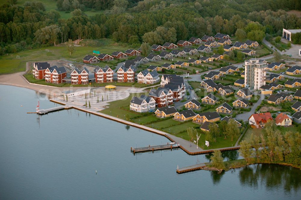 Rechlin from above - Housing estate in North Rechlin, Mecklenburg-Western Pomerania. North Rechlin lies at Claassee and at the Müritz