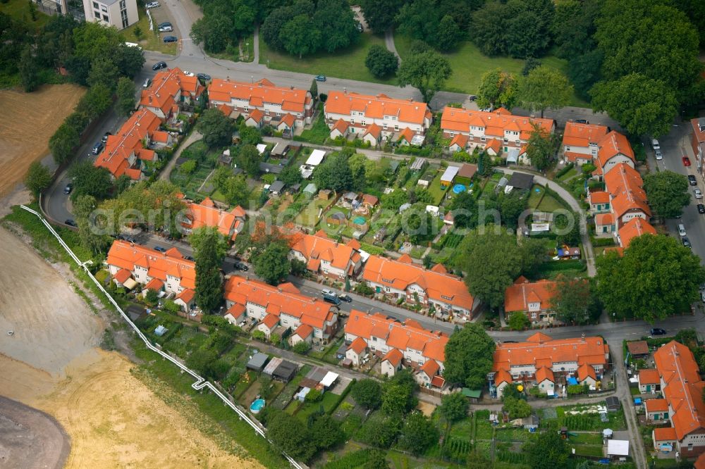 Gelsenkirchen from the bird's eye view: View of a housing complex in the district of Buer in Gelsenkirchen in the state North Rhine-Westphalia