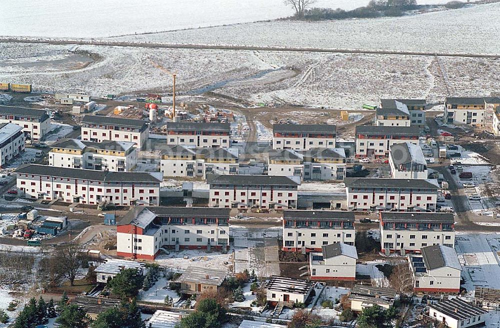 Bergholz-Rehbrücke from the bird's eye view: 22.11.1995 Wohnungsbau in Bergholz Rehbrücke (Winter)