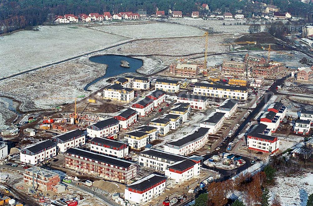 Aerial image Bergholz-Rehbrücke - 22.11.1995 Wohnungsbau in Bergholz Rehbrücke (Winter)