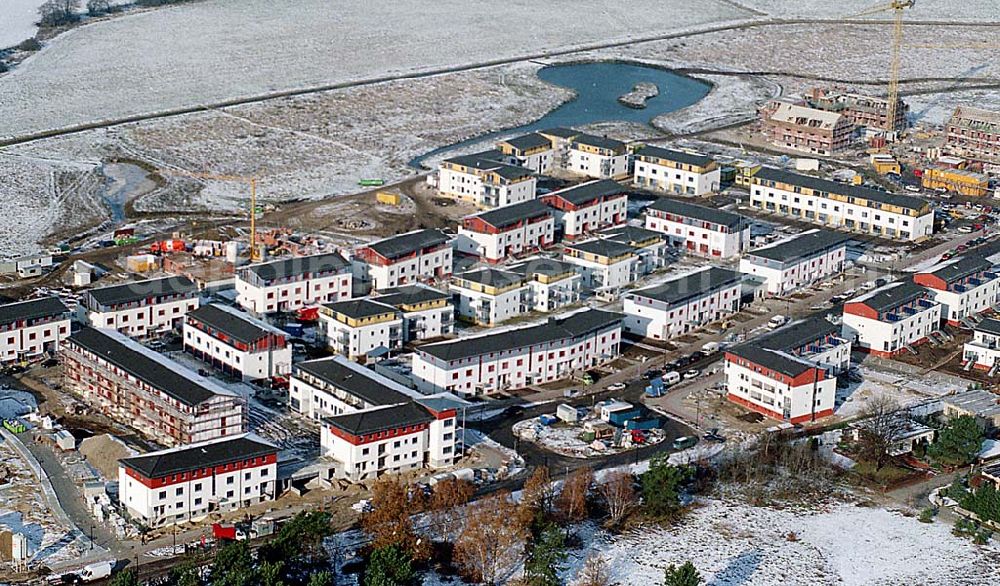 Aerial photograph Bergholz-Rehbrücke - 22.11.1995 Wohnungsbau in Bergholz Rehbrücke (Winter)