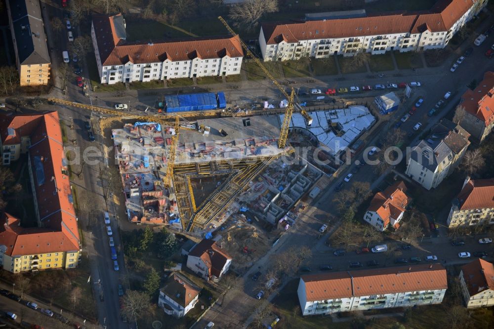 Aerial photograph Berlin - View of a residential new construction of the EVM eG in the district of Karlshorst in Berlin