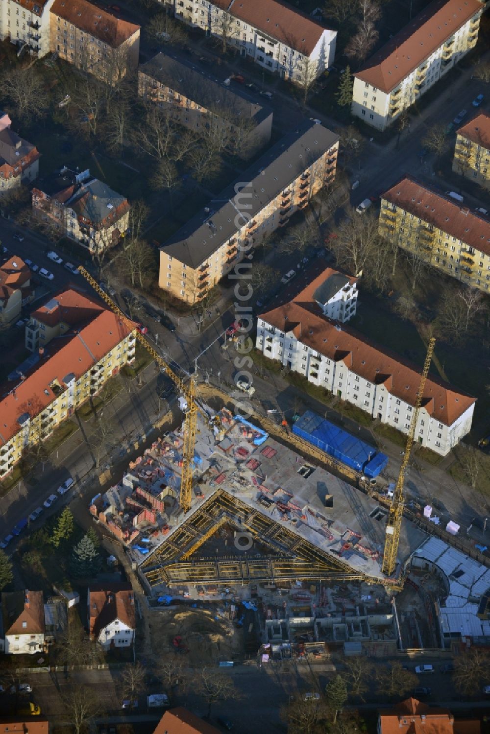 Aerial image Berlin - View of a residential new construction of the EVM eG in the district of Karlshorst in Berlin