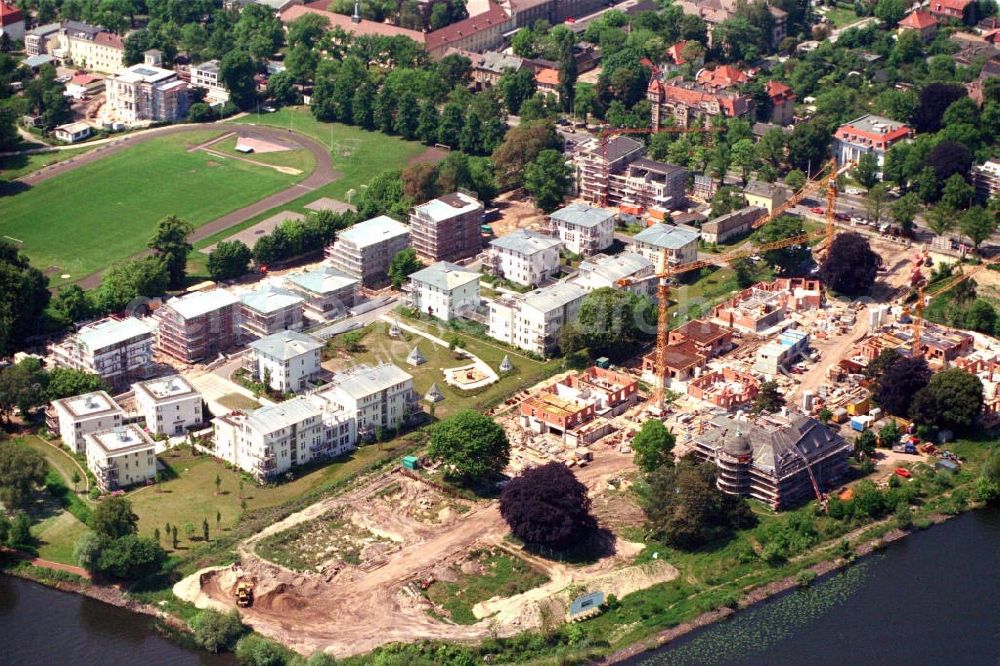 Potsdam from above - Wohnungsneubau am Glienicker Horn.