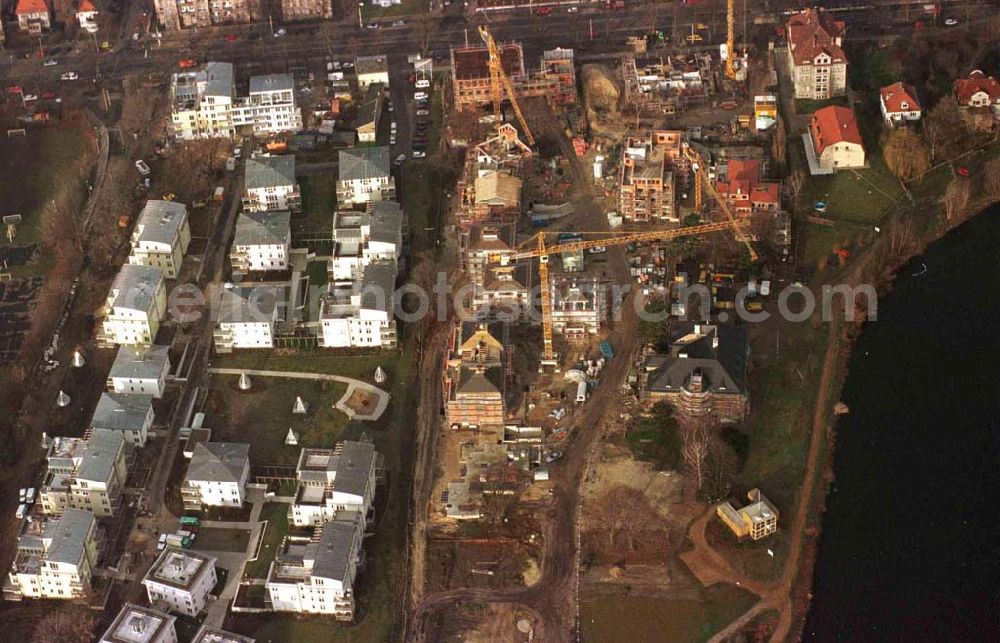 Aerial image Potsdam, an der Glienicker Brücke - Wohnungsneubau am Glienicker Horn durch BHB und GROTH + GRAALFS