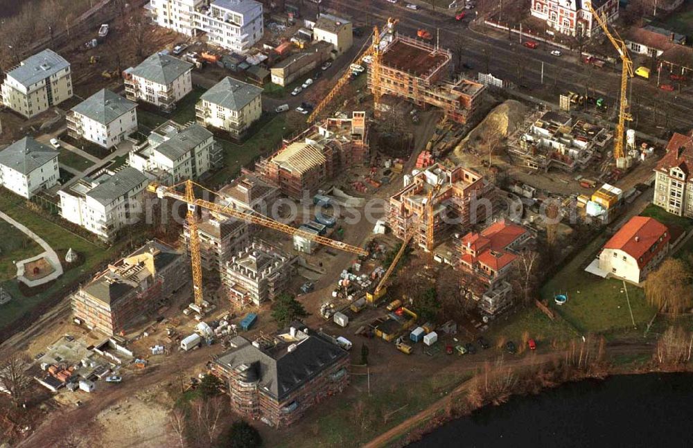 Aerial photograph Potsdam, an der Glienicker Brücke - Wohnungsneubau am Glienicker Horn durch BHB und GROTH + GRAALFS