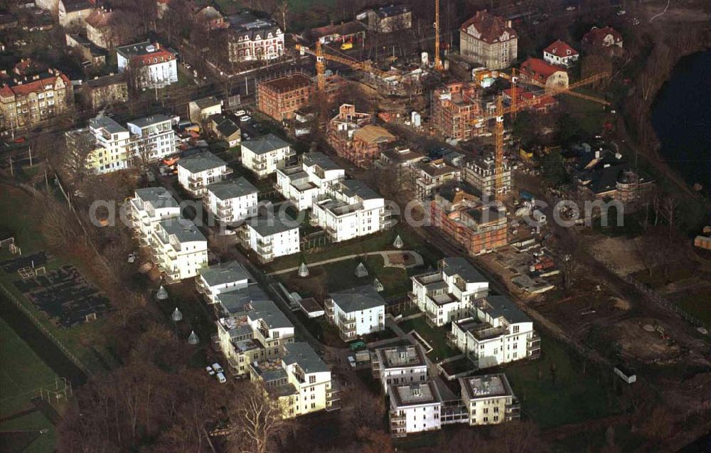 Potsdam, an der Glienicker Brücke from the bird's eye view: Wohnungsneubau am Glienicker Horn durch BHB und GROTH + GRAALFS