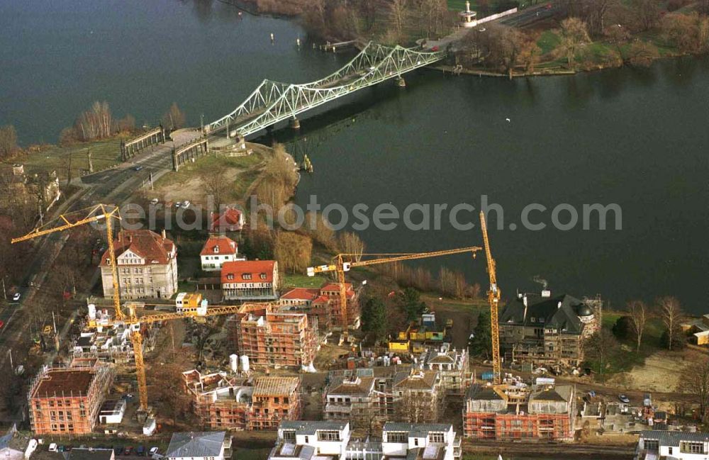 Aerial photograph Potsdam, an der Glienicker Brücke - Wohnungsneubau am Glienicker Horn durch BHB und GROTH + GRAALFS