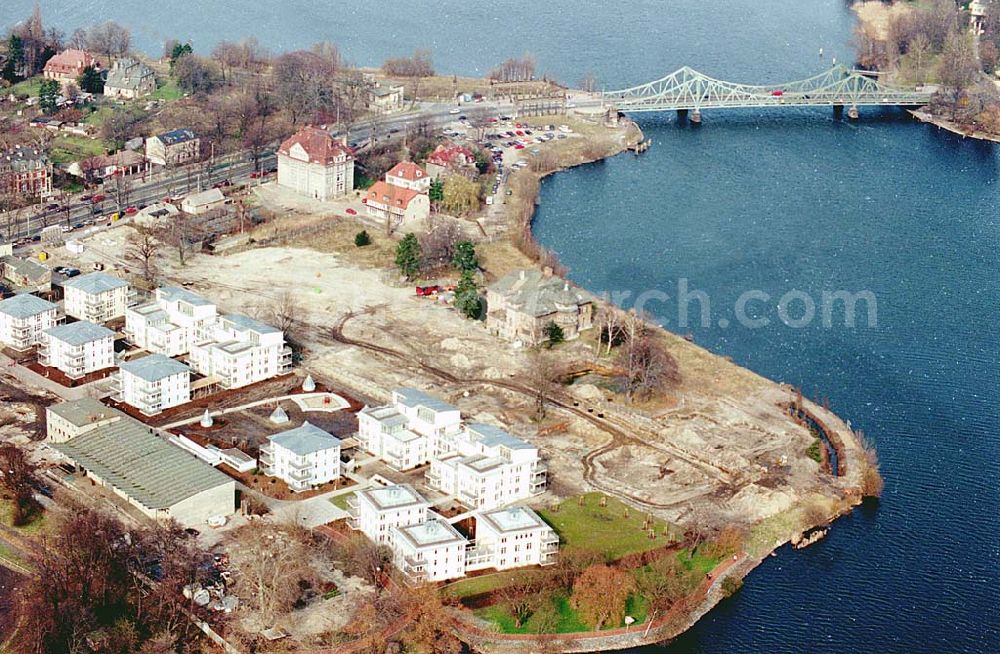 Potsdam from above - 06.03.1995 Wohnungsneubau am Glienicker Horn an der Glienicker Brücke