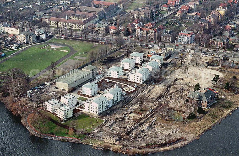 Potsdam from above - 06.03.1995 Wohnungsneubau am Glienicker Horn an der Glienicker Brücke