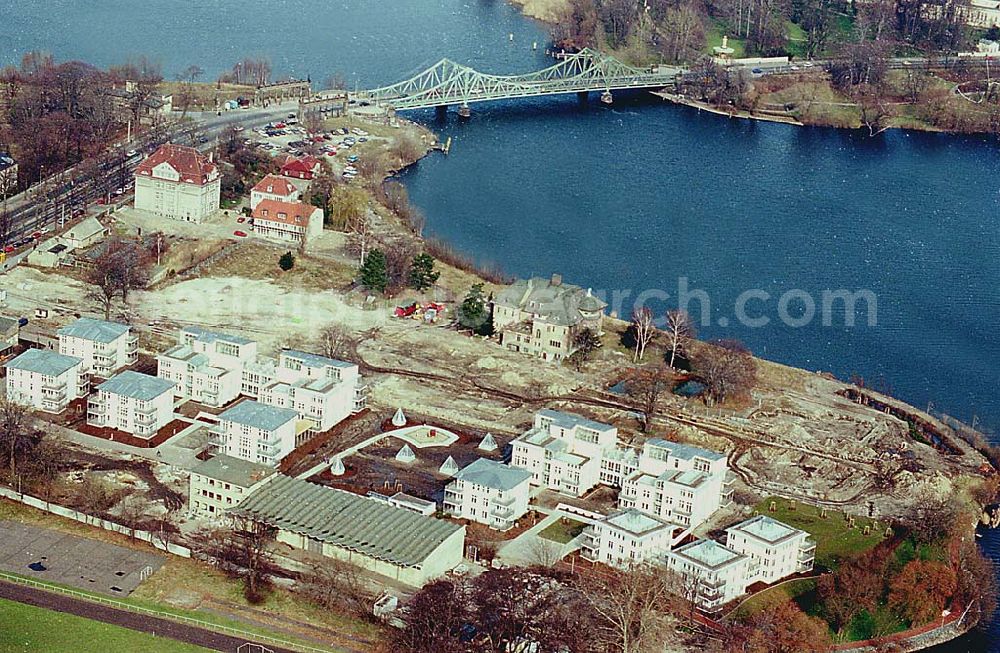 Aerial image Potsdam - 06.03.1995 Wohnungsneubau am Glienicker Horn an der Glienicker Brücke