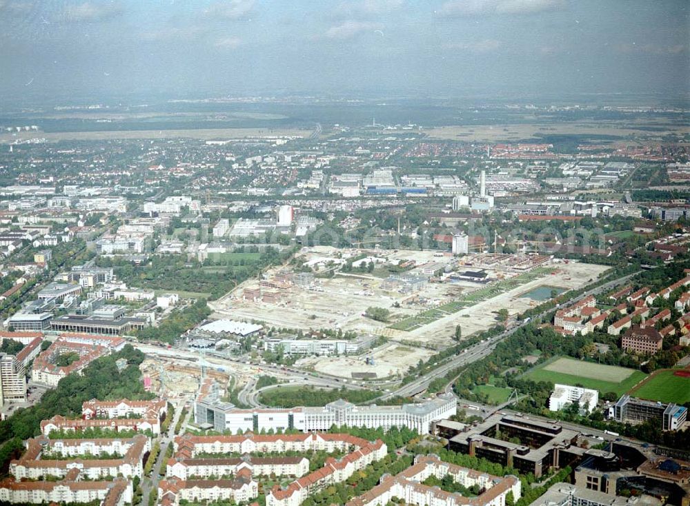 München from above - Wohnungsneubau in München Forstenried - Richtung Heizkraftwerk Starnberg.