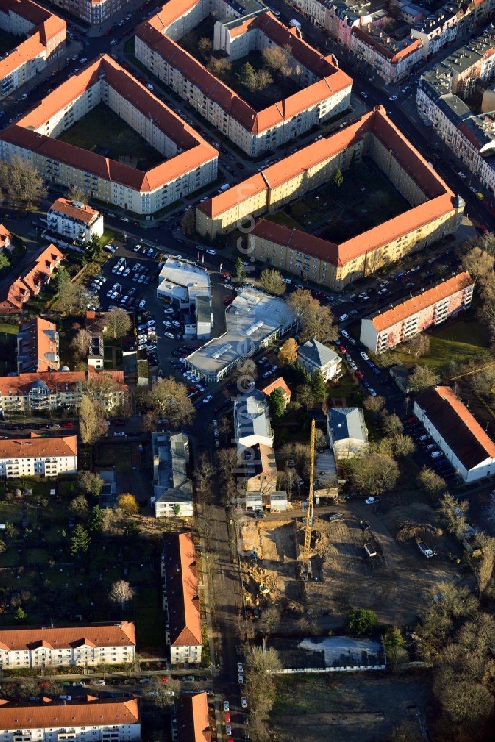 Berlin OT Köpenick from the bird's eye view: View of a new construction of flats in the district of Koepenick in Berlin