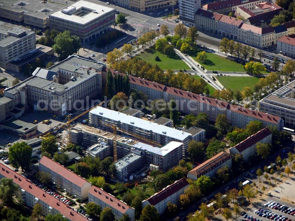 Aerial image Potsdam - 07.10.2004 Blick auf den Wohnungsneubau und der Baustelle der Wohnungsgenossenschaft in Potsdam.