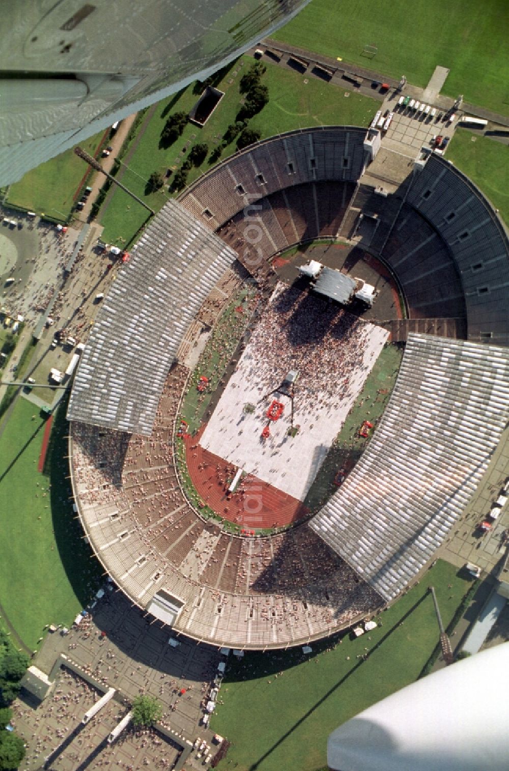 Aerial image Berlin - Wolfgang Petry - concert at the sports facility grounds of the Arena Stadium Olympic Stadium in Berlin