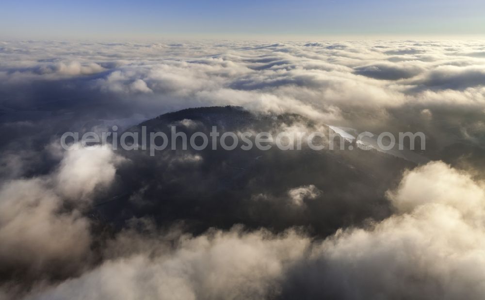 Marsberg from above - Clouds on the ridge of the Sauerland North Rhine-Westphalia, Germany